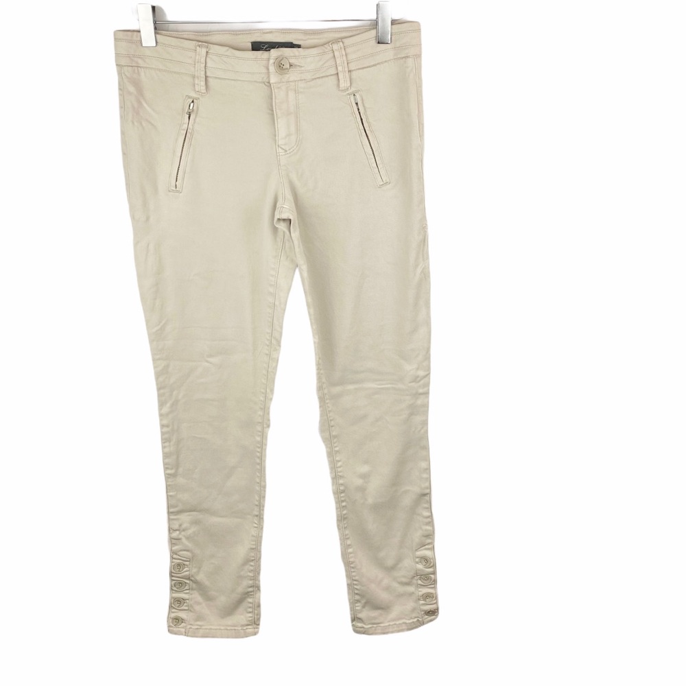Anthropologie LEVEL 99 Tan Ankle Zipper Slim Twill Pants Jeans 28 - Picture 3 of 9